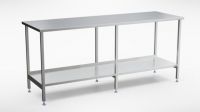 Bàn làm việc inox có kệ (1500-2900mm)